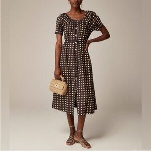 J. Crew Button-up Midi Dress Dot Cotton Poplin Size Small Preppy